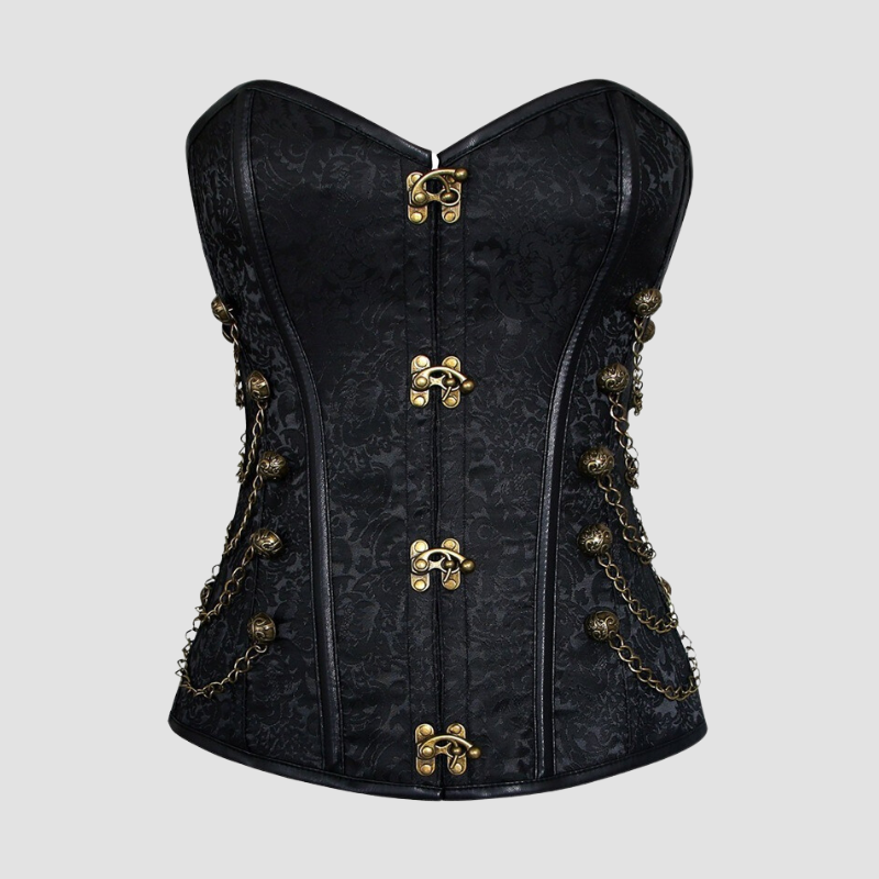 Svart steampunk-korsett