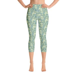 KUGGHJUL gröna caprileggings med turkosa kugghjul (XS-XL)