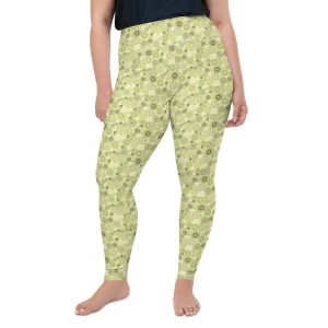 KUGGHJUL lindblomsgröna leggings (2XL-6XL)